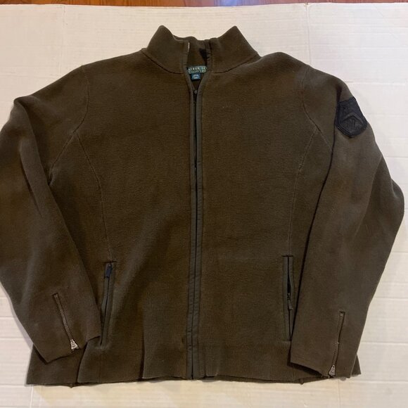 Lauren Active Ralph Lauren XL Brown Full-Zip 100% cotton preppy Sweater Jacket - Picture 1 of 11